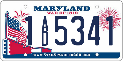 MD license plate 1AD5341