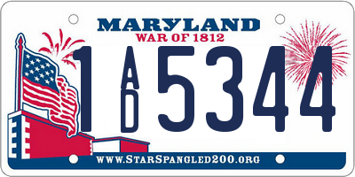 MD license plate 1AD5344