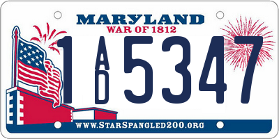 MD license plate 1AD5347