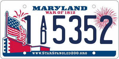 MD license plate 1AD5352