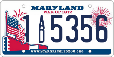 MD license plate 1AD5356