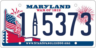 MD license plate 1AD5373