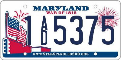 MD license plate 1AD5375