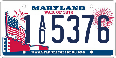 MD license plate 1AD5376