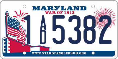 MD license plate 1AD5382