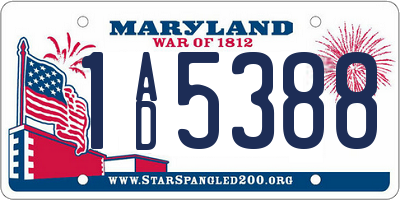 MD license plate 1AD5388