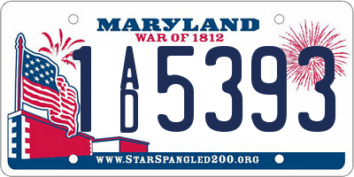 MD license plate 1AD5393