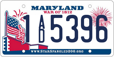MD license plate 1AD5396