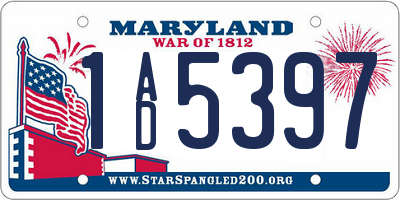 MD license plate 1AD5397