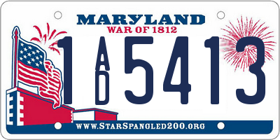 MD license plate 1AD5413