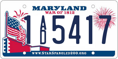 MD license plate 1AD5417
