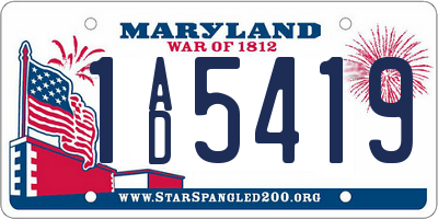 MD license plate 1AD5419