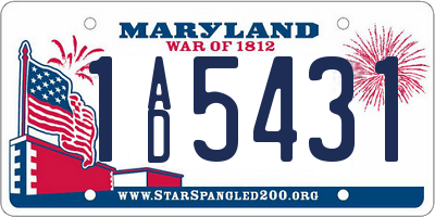 MD license plate 1AD5431