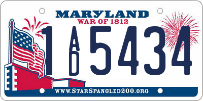 MD license plate 1AD5434