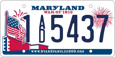 MD license plate 1AD5437