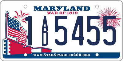 MD license plate 1AD5455