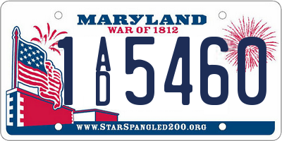 MD license plate 1AD5460
