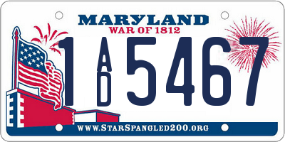 MD license plate 1AD5467