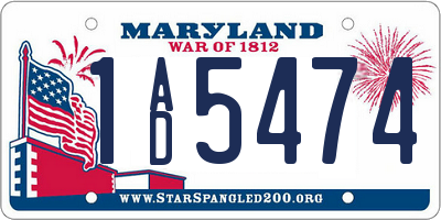 MD license plate 1AD5474