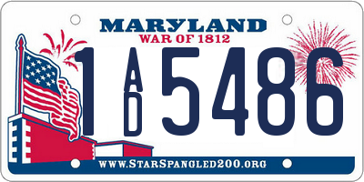 MD license plate 1AD5486