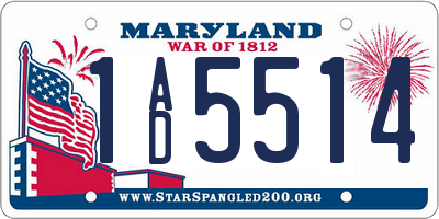 MD license plate 1AD5514