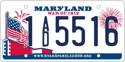 MD license plate 1AD5516