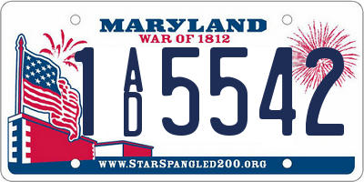 MD license plate 1AD5542