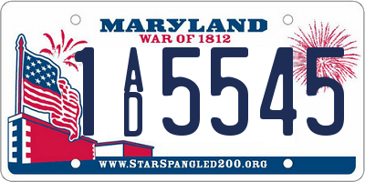 MD license plate 1AD5545