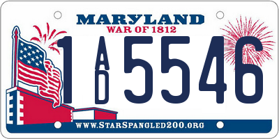 MD license plate 1AD5546