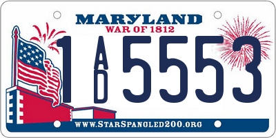 MD license plate 1AD5553