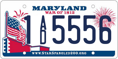 MD license plate 1AD5556