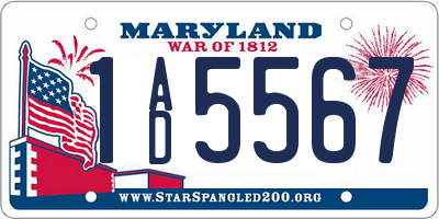 MD license plate 1AD5567