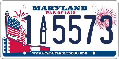 MD license plate 1AD5573