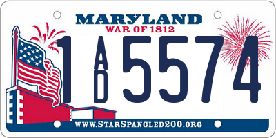 MD license plate 1AD5574