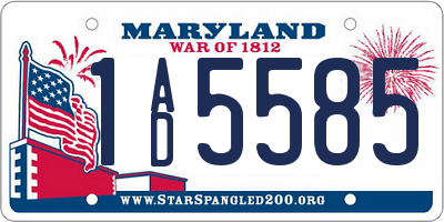 MD license plate 1AD5585