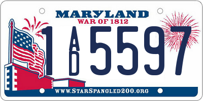 MD license plate 1AD5597