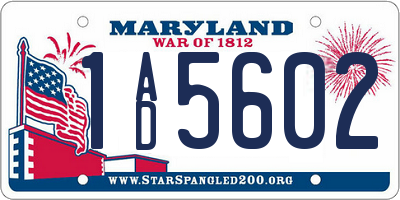 MD license plate 1AD5602