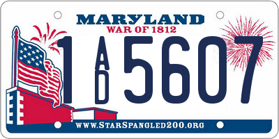 MD license plate 1AD5607
