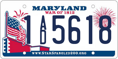 MD license plate 1AD5618