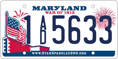 MD license plate 1AD5633