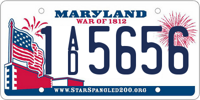 MD license plate 1AD5656