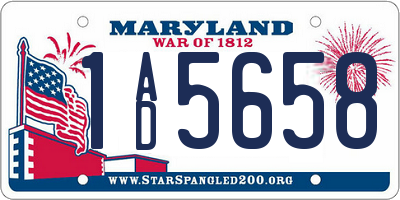 MD license plate 1AD5658