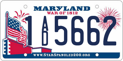 MD license plate 1AD5662
