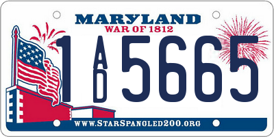 MD license plate 1AD5665