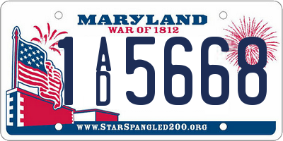 MD license plate 1AD5668