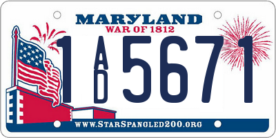 MD license plate 1AD5671
