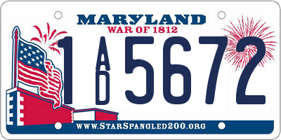 MD license plate 1AD5672