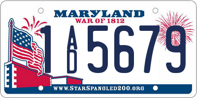 MD license plate 1AD5679