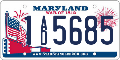 MD license plate 1AD5685