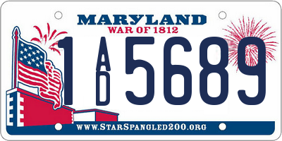 MD license plate 1AD5689